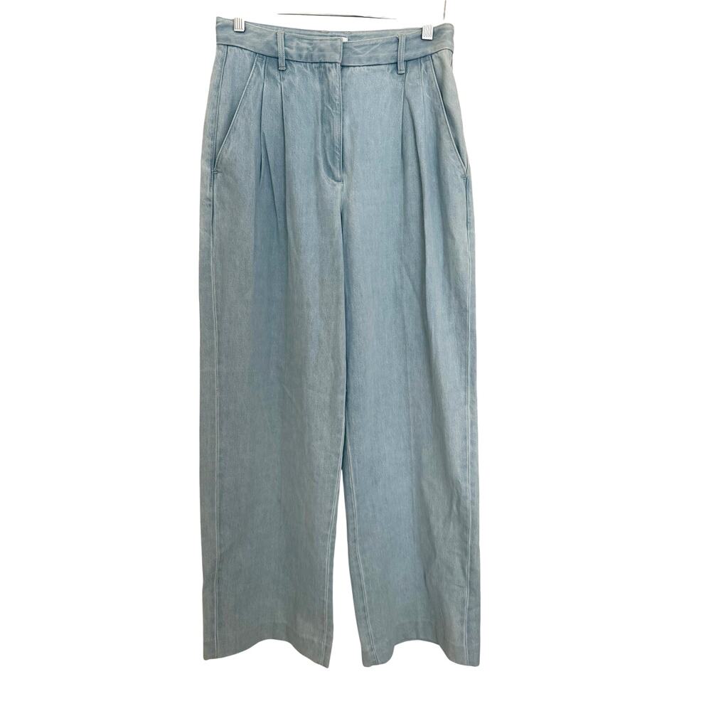 Babaton Artizia Blue Formula Wide Leg Jeans Size 8 Pleated Y2K Modern Minimal - Picture 2 of 9